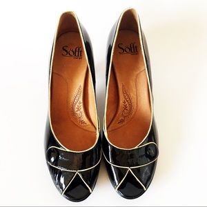 🔻 Vintage Sofft Wedge Black Peep Toe Heel 9